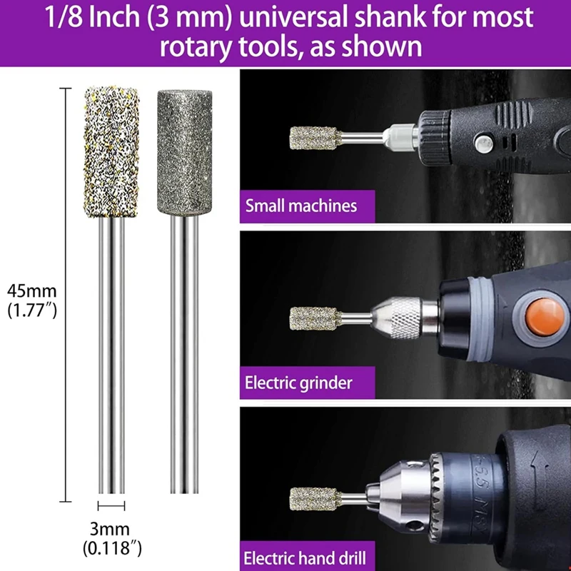 ABNO-Stone Carving Set Diamond Grinding Bit Compatible With For Dremel, 50Grit 24PCS Polishing Kit Diamond Bits