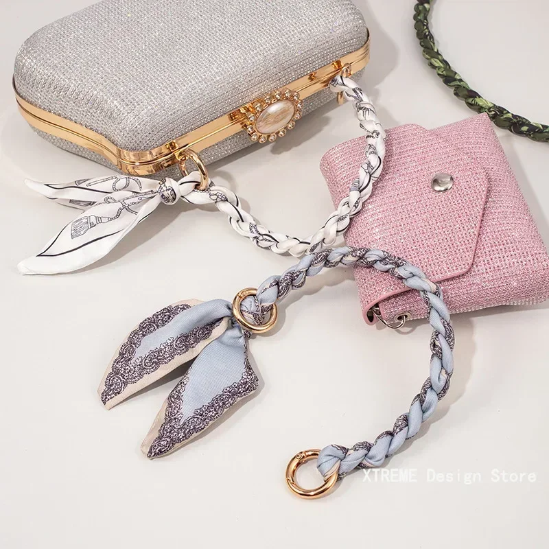 Purse Chain Metal Alloy Silk Scarf Bag Chain Detachable Bow Scarf Metal Chain Bags Belt Straps Bags