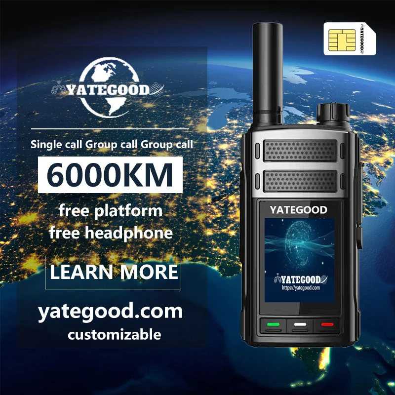 

YATEGOOD G338 Рация Нет ограничения расстояния Домофон Длительный режим ожидания Портативный Больше 5000 км 4G 5G