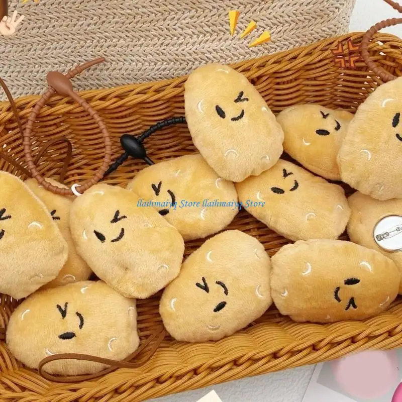 

573B Adorable Plush Potato Holder and Badge Plush Chain for Creative Gift