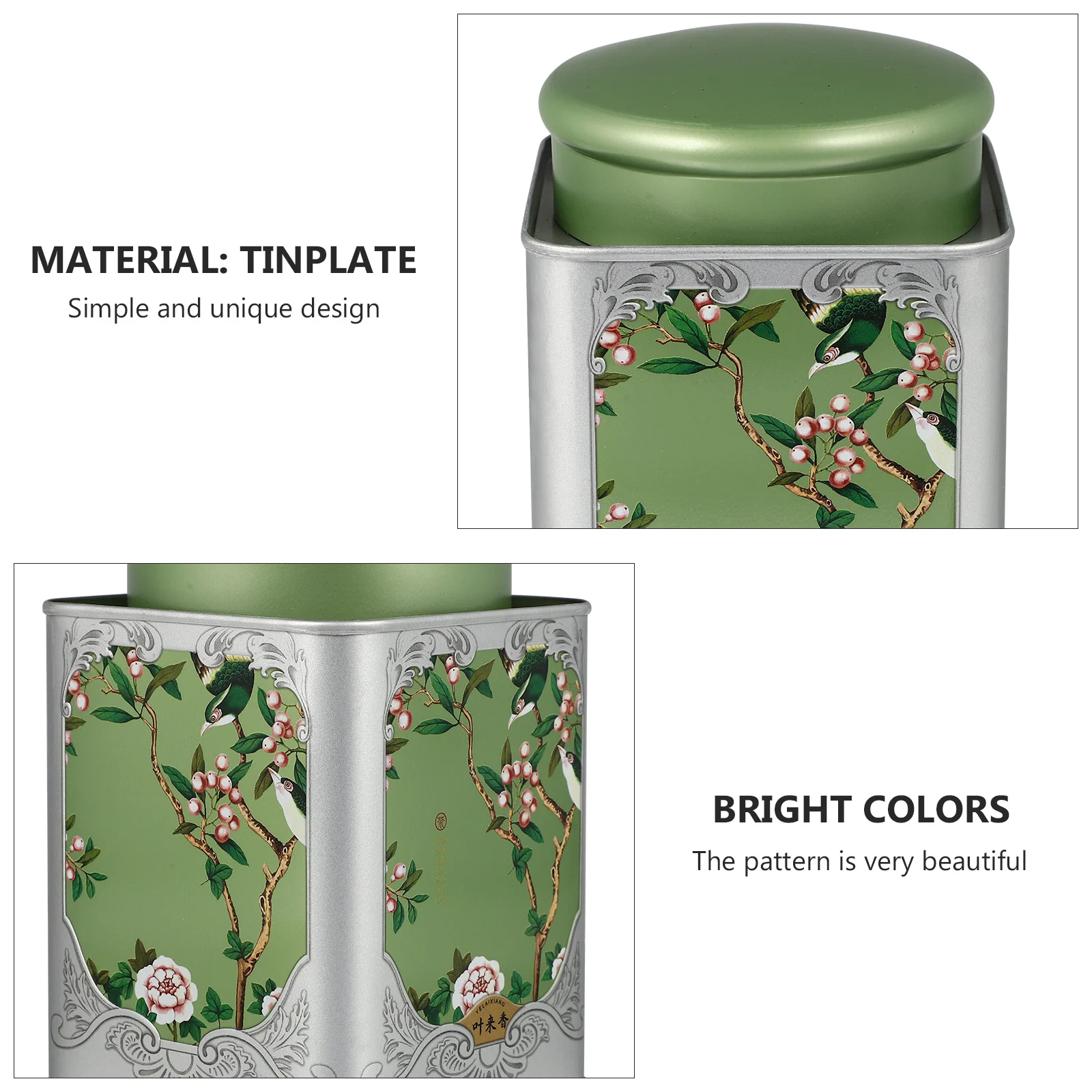 

Square Tinplate Tea Canister Sealed Storage Canister Bright Color Multipurpose Candy Coffee Chocolate Storage Jar