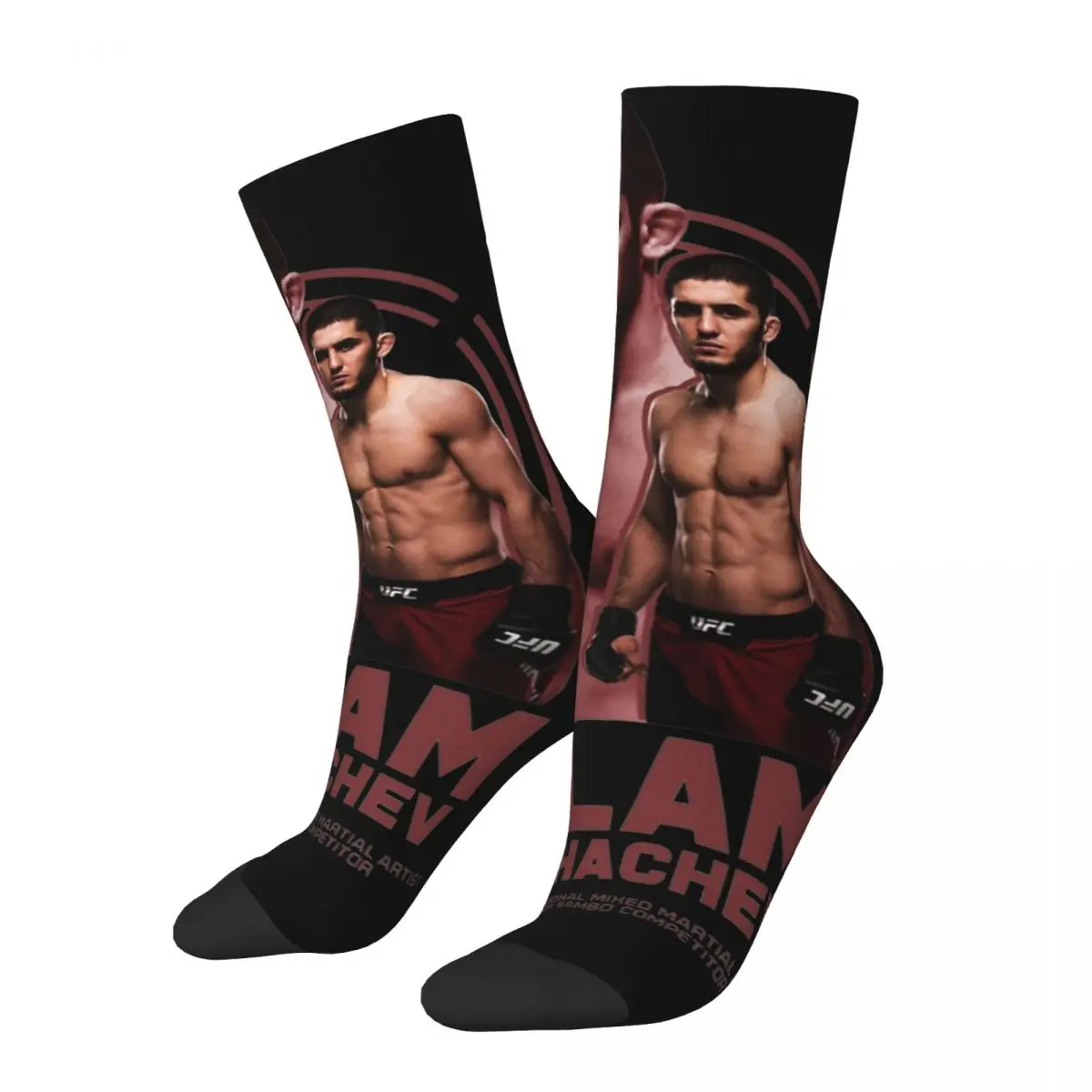 Unisex Islam Makhachev Fighter Socks Comfortable Fashion Boxing Sports Socks Hip Hop Product Middle TubeSocks Best Gift