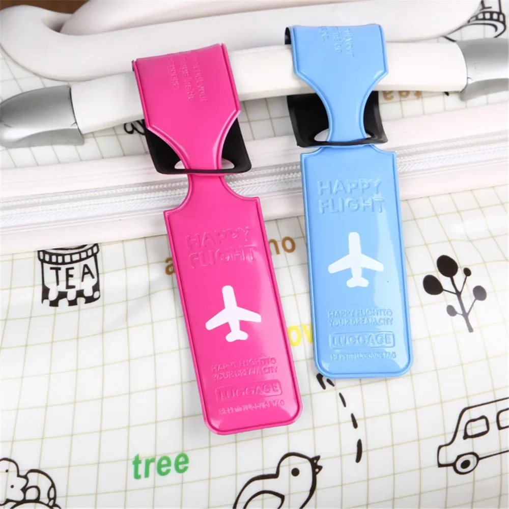 Creative Luggage Tag PU Leather Portable Label Baggage Silica Gel Suitcase ID Addres Holder Boarding Tags Travel Accessories