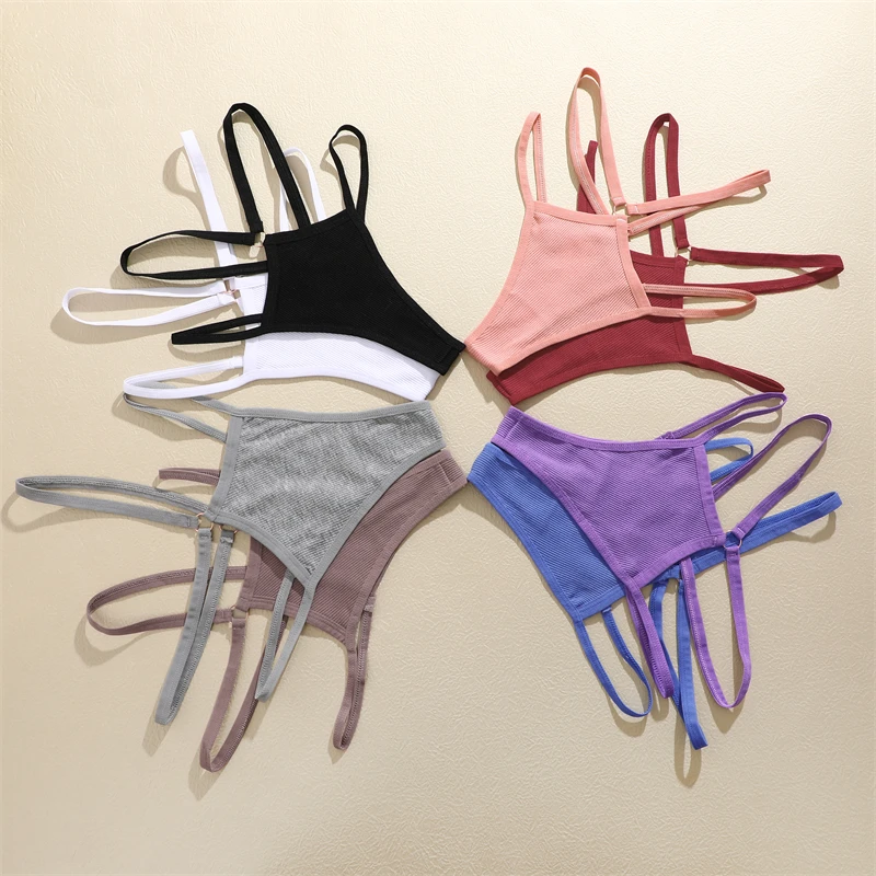 FINETOO Sexy Low Waist Women Thong Double Thin Strap Panties Ladies Briefs Lingere Panty Underware Female Bikini Lingerie Thongs