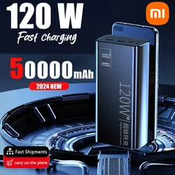 Xiaomi Banco Potência de Alta Capacidade, 120W, 50000mAh, Carregamento Rápido Powerbank, Carregador de Bateria Portátil para iPhone, Samsung, Huawei, Quente