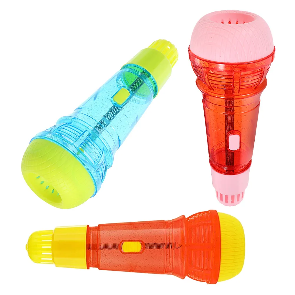 

3Pcs Toddler Microphone Fake Microphone Prop Plastic Lightweight Pretend Play Singing Performance Party Supplies