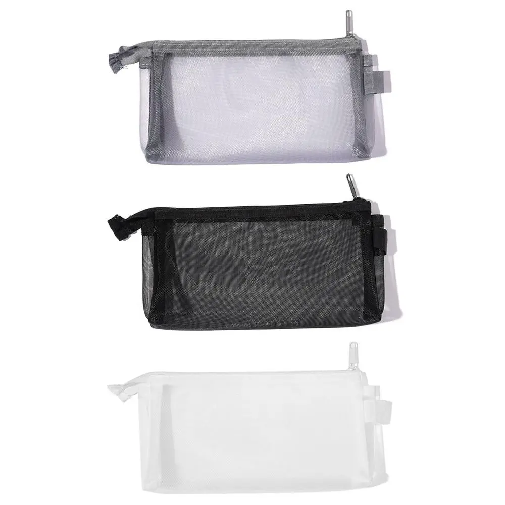 New Transparent Mesh Makeup Bag Grey/Black/White Multifunction Women Cosmetic Storage Pouch Portable Lipstick Organizer Bags