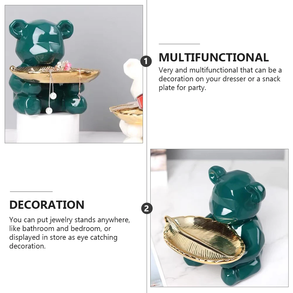 Jewelry Ceramic Jewelry Display Tray Green Storage Dish Organizer Keys Holder Bedroom Bathroom Display Snack Decor