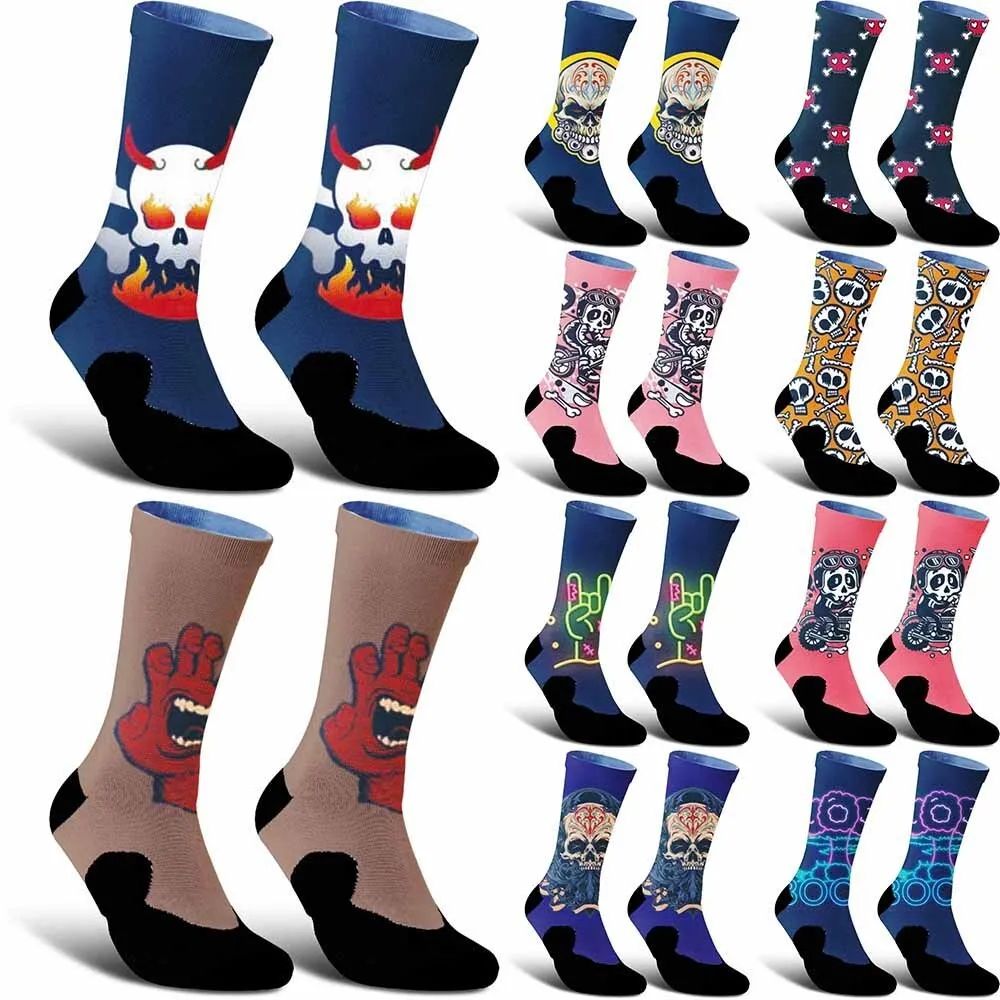 

2025 New Edgy Evil Skull Sword Pattern Cycling Socks – Unisex, Breathable, Durable & Sweat-Absorbing for Sports Enthusiasts