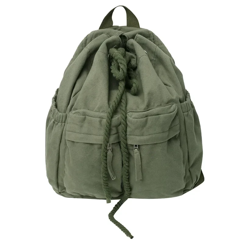 Canvas Solid Color 2024 New Product Backpack Soft Handle Air Cushion Belt Casual Backpack Softback Outer Frame College Style Bag