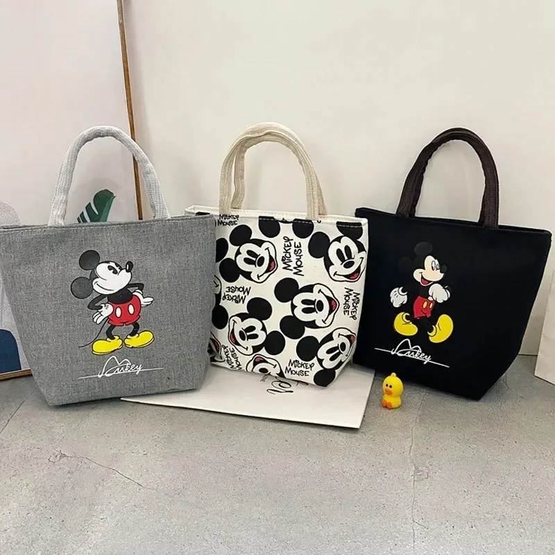 Disney Canvas Tutorial Tote Bag Kawaii Anime Mickey Mouse Large Capacity Handbag Cute Portable Cartoon Student Storage Bag Gifts