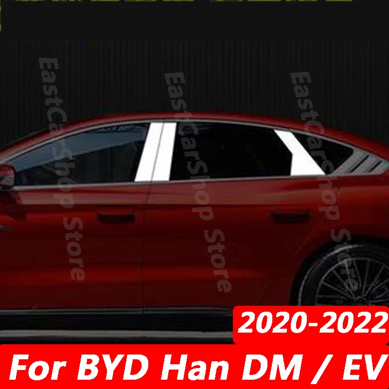 

For BYD HAN DM EV 2020 2021 2022 Car Stainless Steel Door Window Middle Column Trim Chrome Protection Strip Accessories