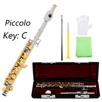 SLADE Piccolo C Key Cupronickel Half-size Flute Silver Plated Body Material White Copper Golden Key Piccolo With Padded Case