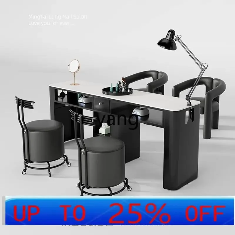 LH  rock slab marble manicure table single double nail salon high-end black special table