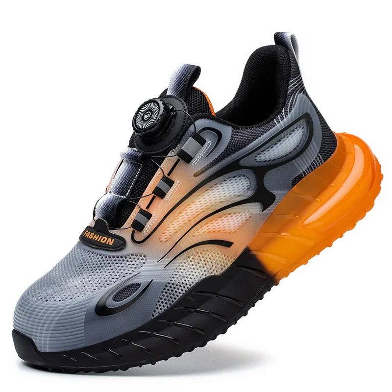 Rotating Button New Safety Shoes Men Anti-smash Anti-puncture Work Shoes Fashion Sport Shoes Security Protective Industria Boots