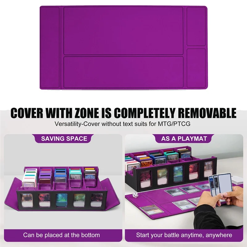 

Trading Card Storage Box 5 Row Card Deck Case Magnetic Card Box With Lid Black+Purple