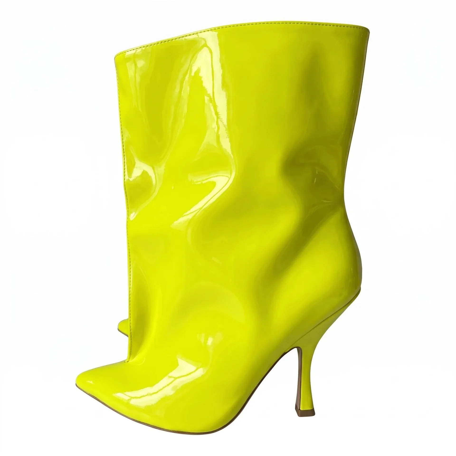 Women's Pointed High-heeled Short Boots with A Pointed Toe and Large Tube Circumference, Fashionable Women's Short Boots