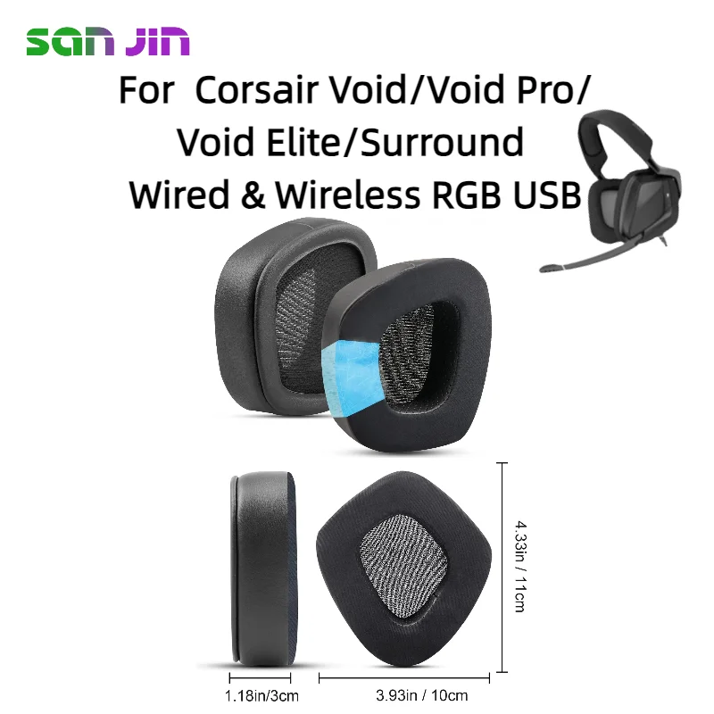 

Replacement Ear Pad for Corsair Void/Void Pro/Void Elite/Surround Wired & Wireless RGB USB Headphone Earmuffs Ear Cushion Cover