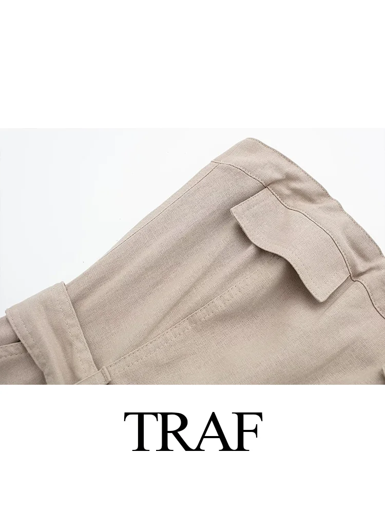Traf-ベルトポケット付きの女性用単色オーバーオール,ルーズフィット,シックな婦人服,ストリートウェア,夏と秋の衣装,2023