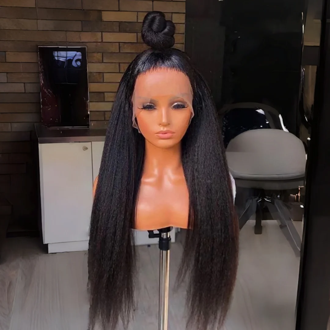 

Яки Прямой Натуральный Черный Мягкий 28-дюймовый Длинный Бесклеевой Парик Фронта Шнурка Для Женщин С Волосами Младенца Предварительно Собранные Ежедневно