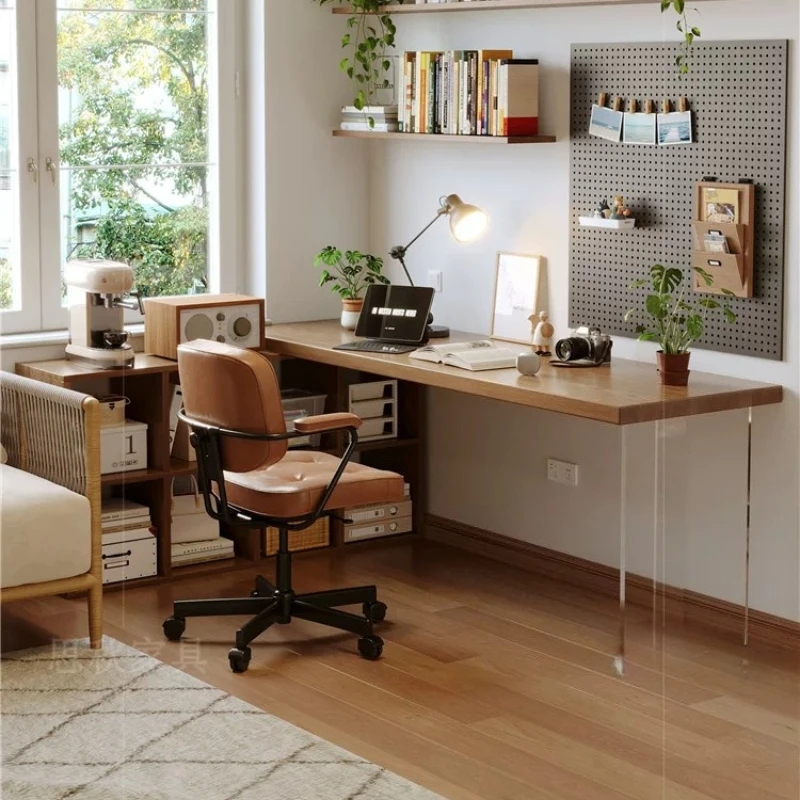 Nordic Acrylic Floating Desk Modern Minimalist Solid Wood Corner Computer Desk Creative Bedroom Furniture Zwevend Bureau FYFD