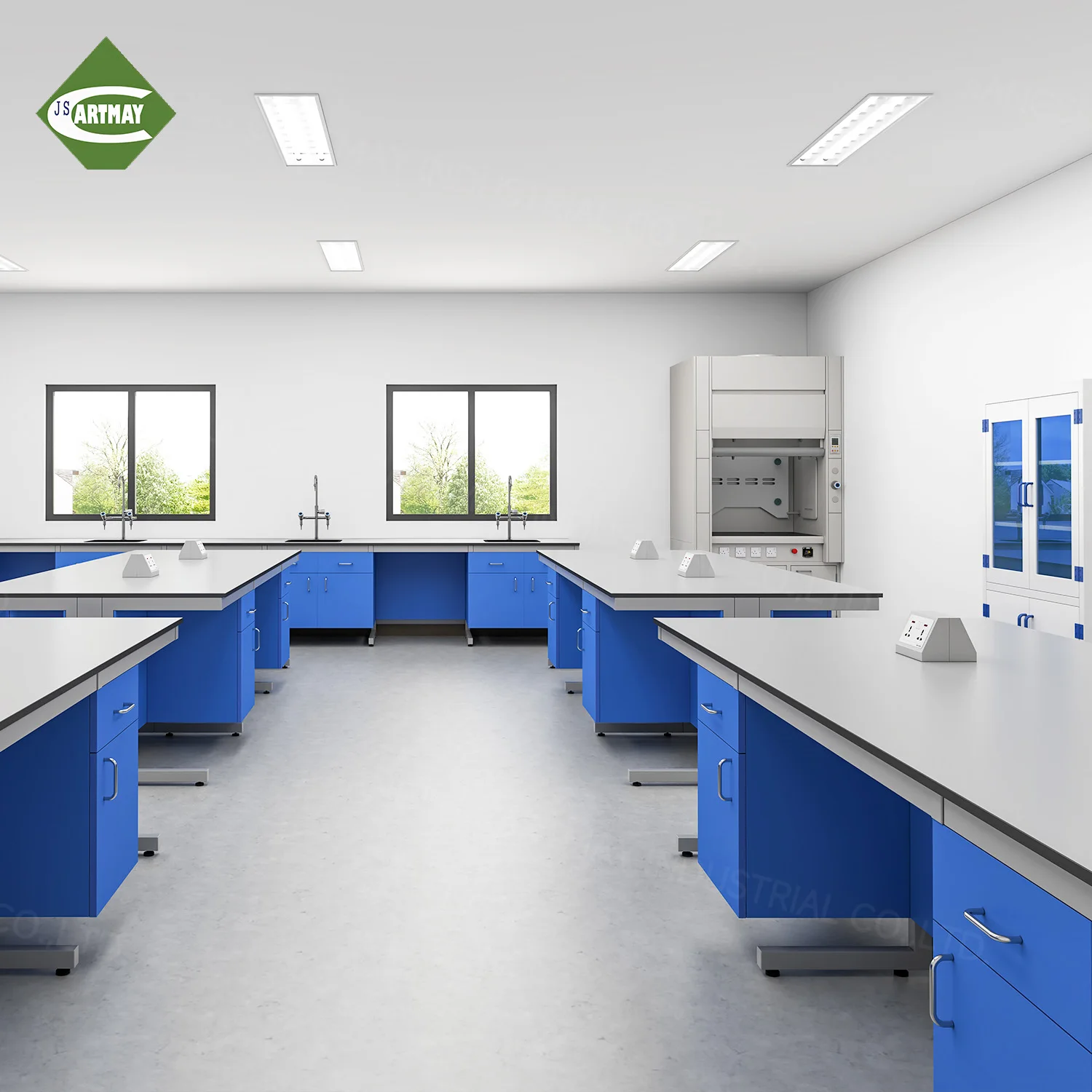 Cartmay Durable HPL Modern Chemical Lab Bench for School Hospital & Research Use-Fireproof Waterproof 10-Year Warranty