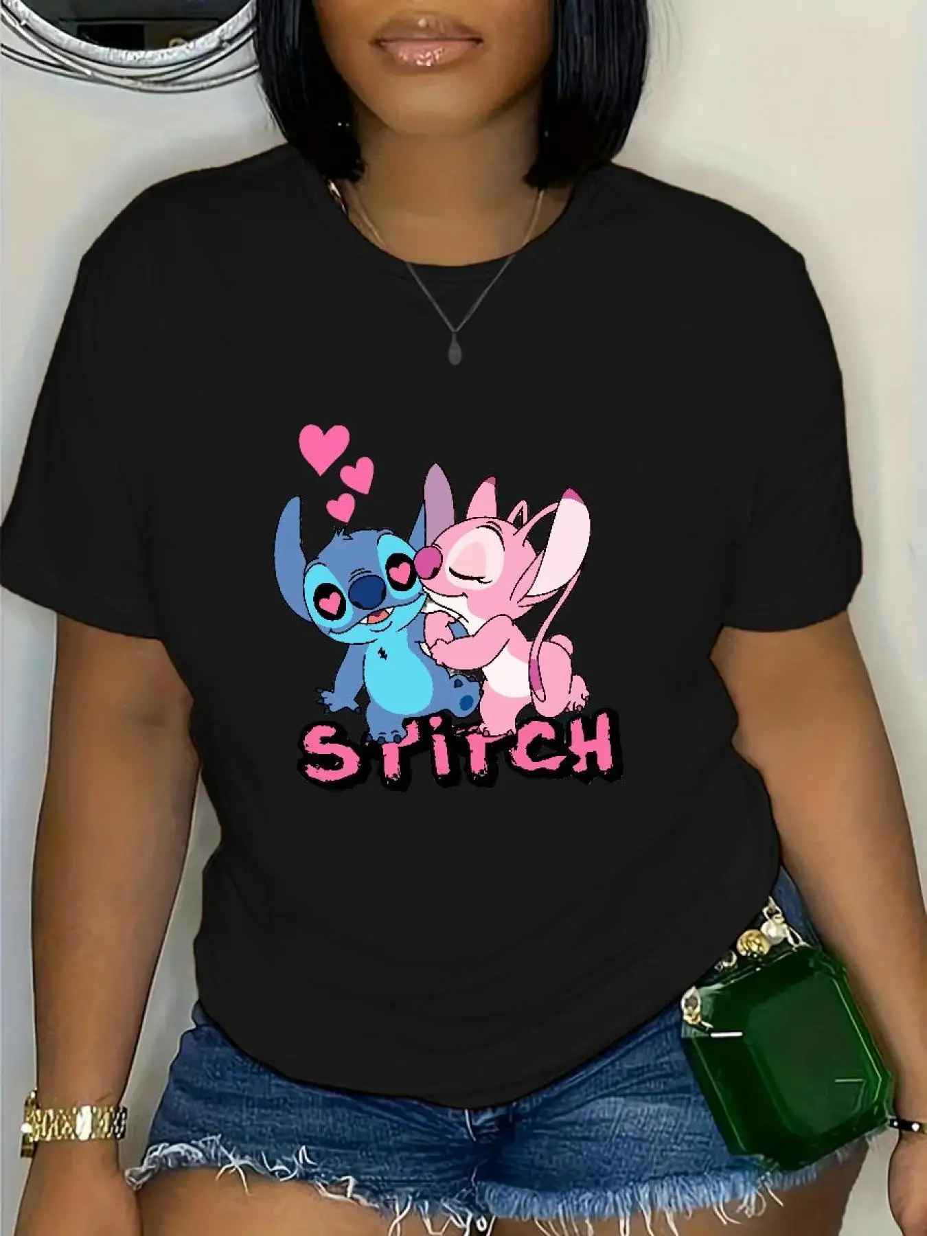 ملابس ديزني للجنسين - تي شيرت بنمط رقبة دائرية للرجال والنساء بأكمام قصيرة وفضفاض كارتوني لطيف #1