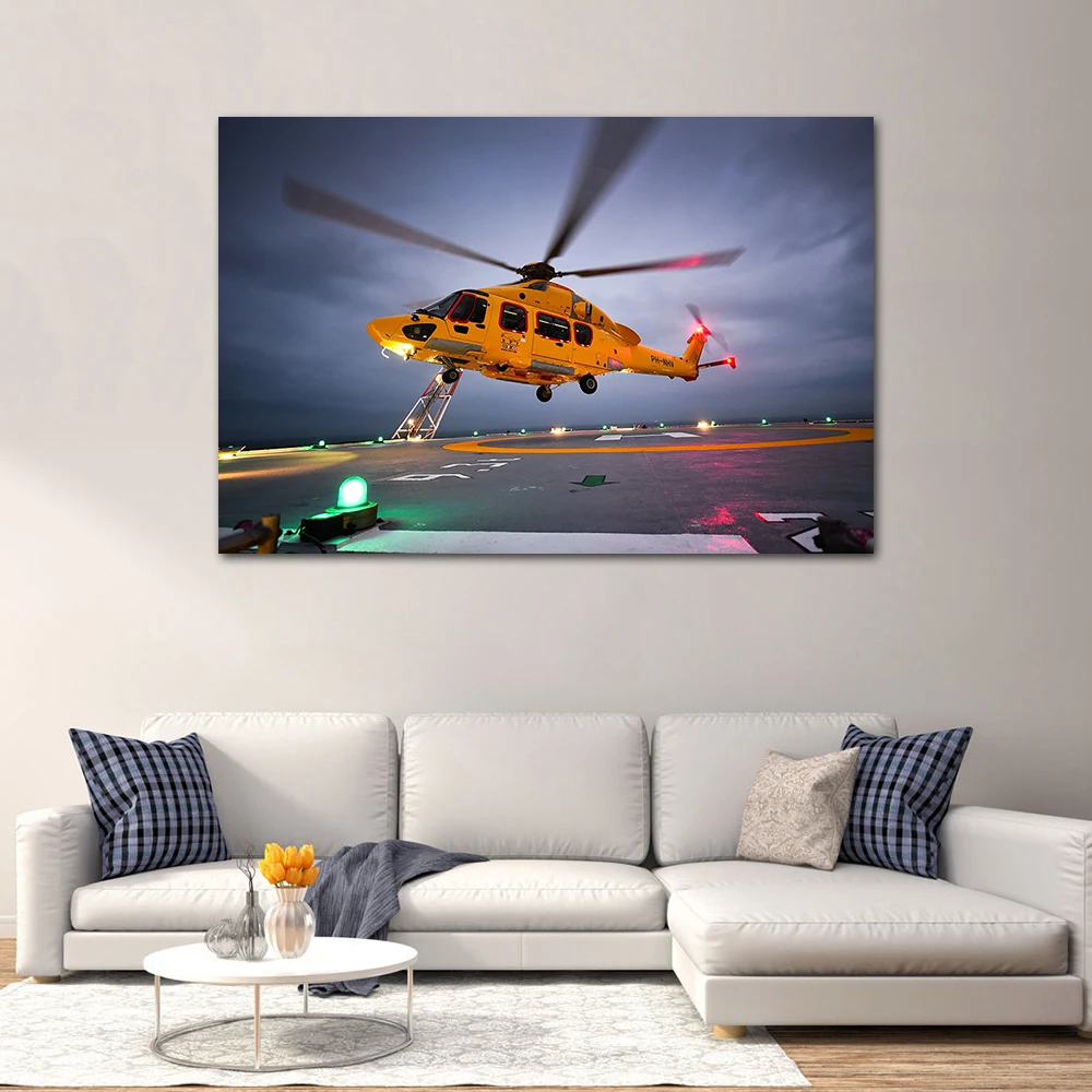 Airbus H175 Helicopter Wall Art Posters Canvas Cloth Fabric Print Painting for Home Decor Aircraft Picture