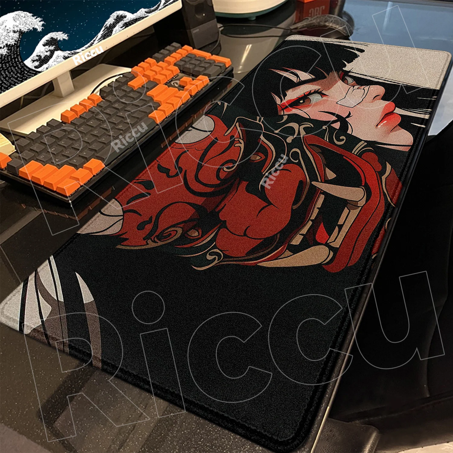 

Геймерский коврик для мыши Oni Devil Mask, резиновый коврик для мыши, большой игровой коврик для мыши в стиле аниме для девочек, игровой коврик для мыши с HD принтом, коврик для клавиатуры, нескользящий настольный коврик