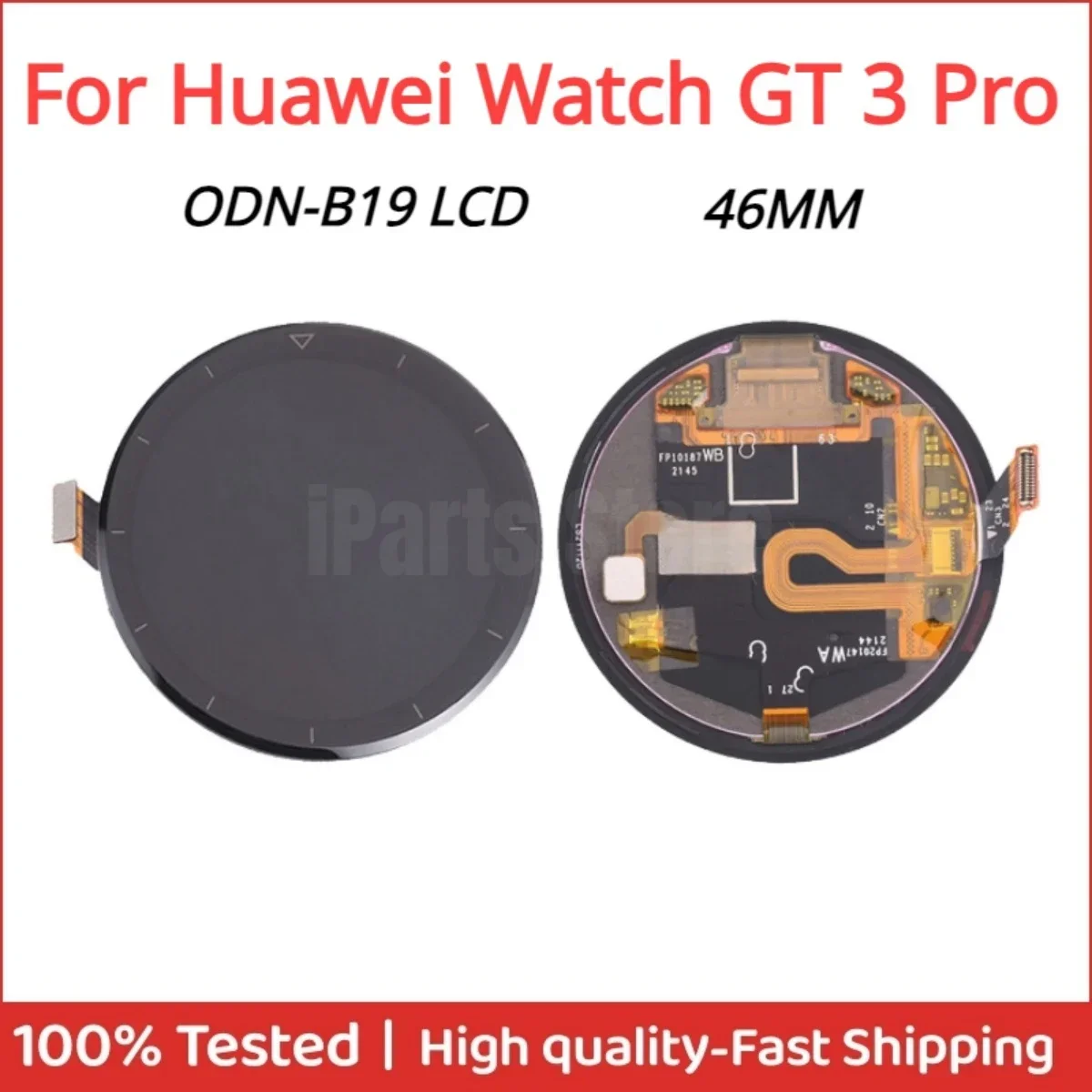 iParts Replacement Display for Huawei Watch GT 3 GT3 Pro ODN-B19 46mm AMOLED LCD Touch Screen Digitizer Assembly Repair Parts