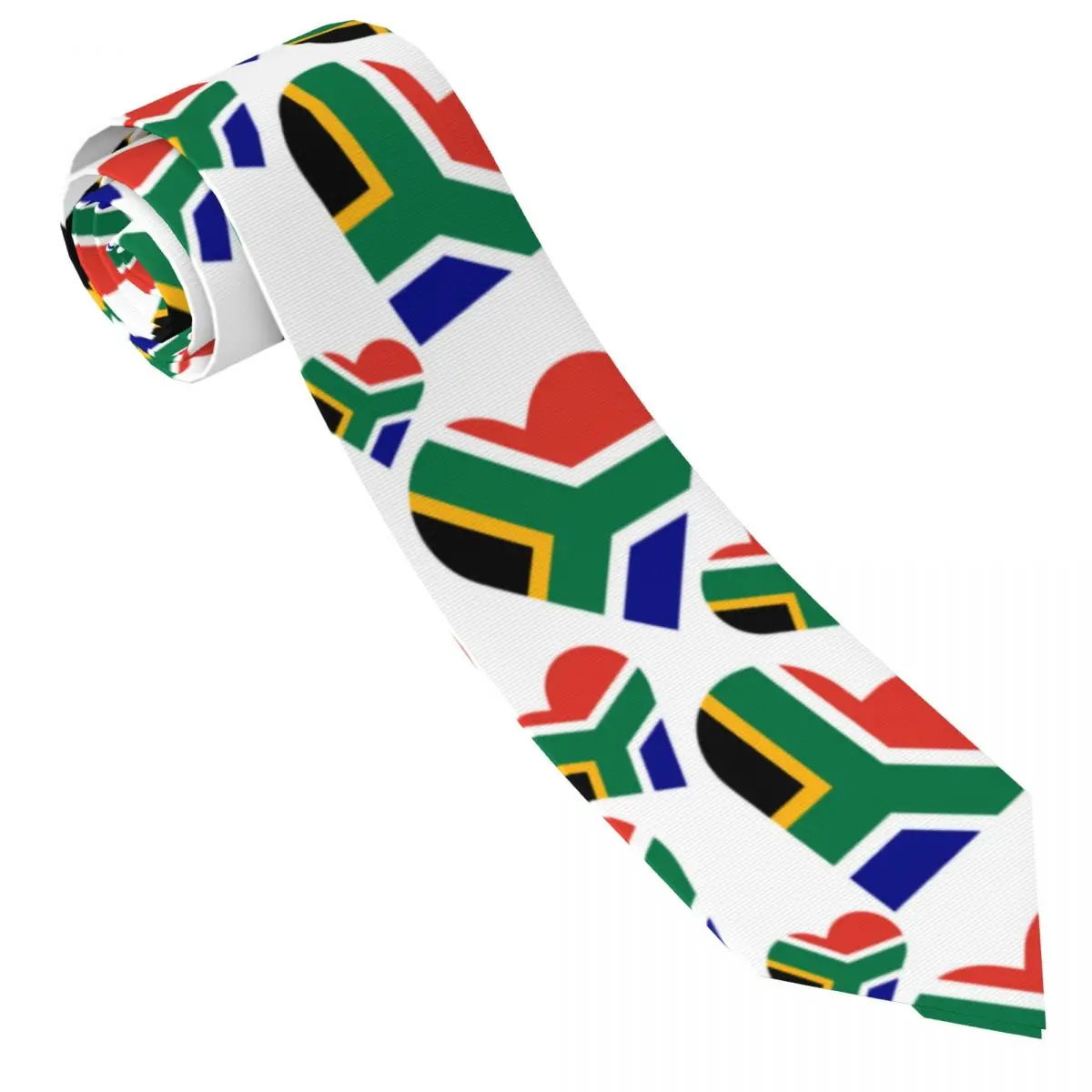 Mens Tie Classic Neckties South Africa Flag Heart Narrow Collar Slim Casual Tie Accessories Gift