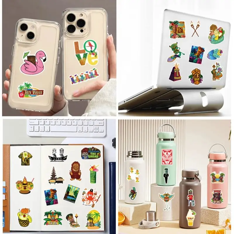 50Pcs Hawaii Vacation Tiki Bar Featured Sticker DIY Phone Laptop Luggage Skateboard Graffiti Decals Fun