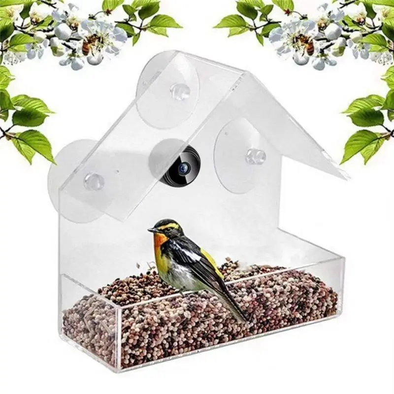 AS60-Bird Feeder With Camera, With HD Night-Version As Shown Plastic For Outdoor Bird Watching & Capture Photos A