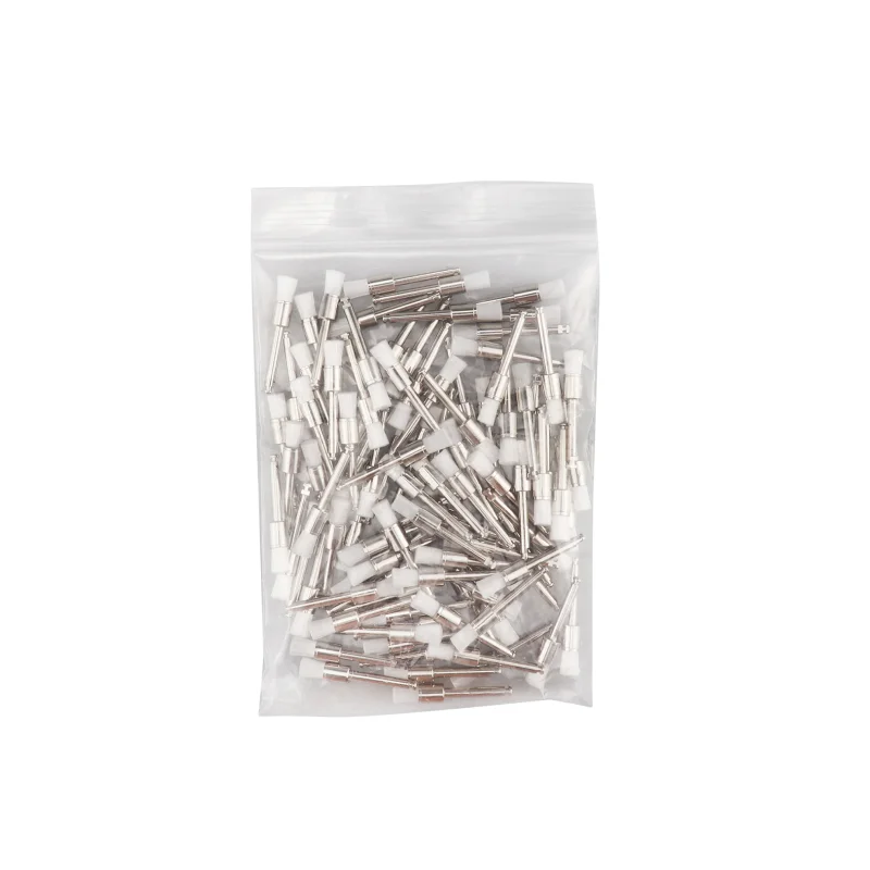 100 pçs/saco dental prophy escova escovas de polimento de dentes trava tipo parafuso escova de cerdas de náilon para remoção de manchas e polimento