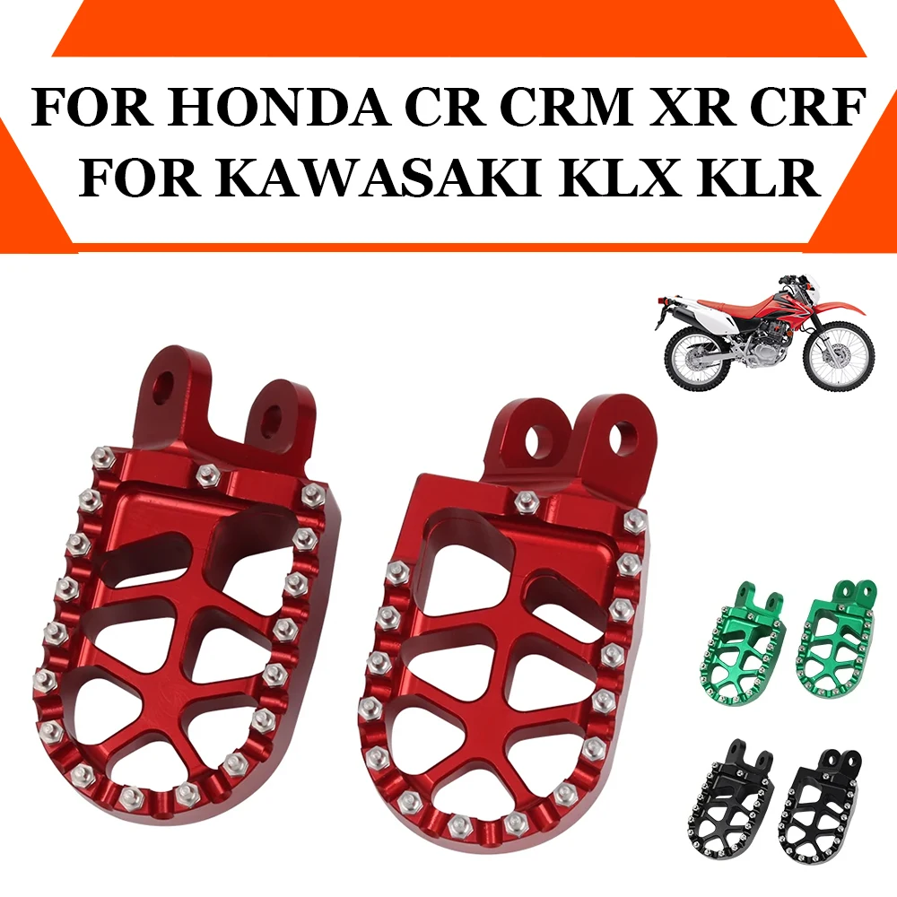 Footpegs Foot Pegs Pedal Footrests For Honda CR 80 85 R CRM 250 XR 400 R CRF 230 1000 L DTC For KAWASAKI KLX 250 S 300 R KLR 650