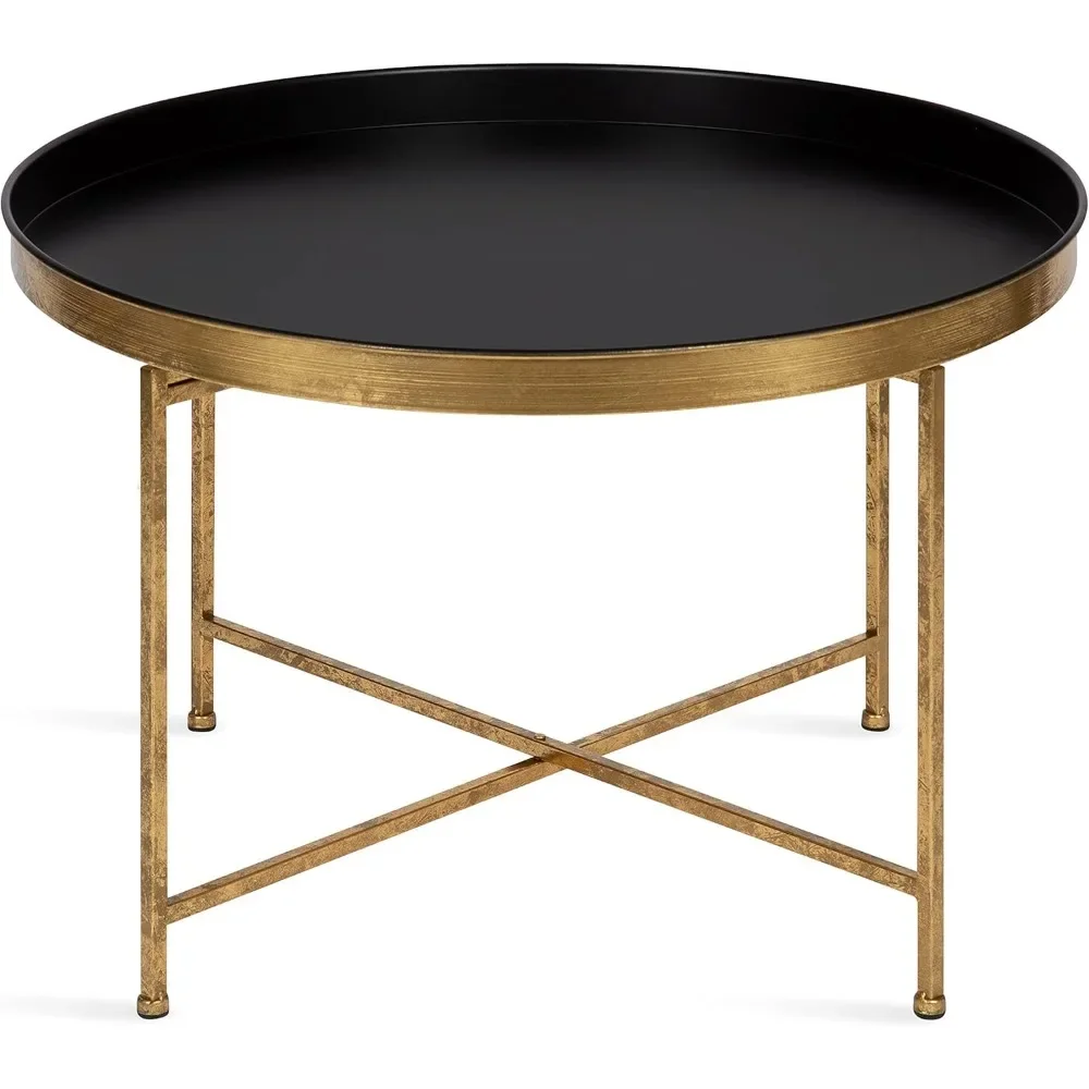 طاولة قهوة مربعة حديثة من كيت آند لوريل سيليا، 28 × 28 × 19، لمسة نهائية باللونين الأسود والذهبي، طاولة قهوة لغرفة المعيشة مع مساحة تخزين #5