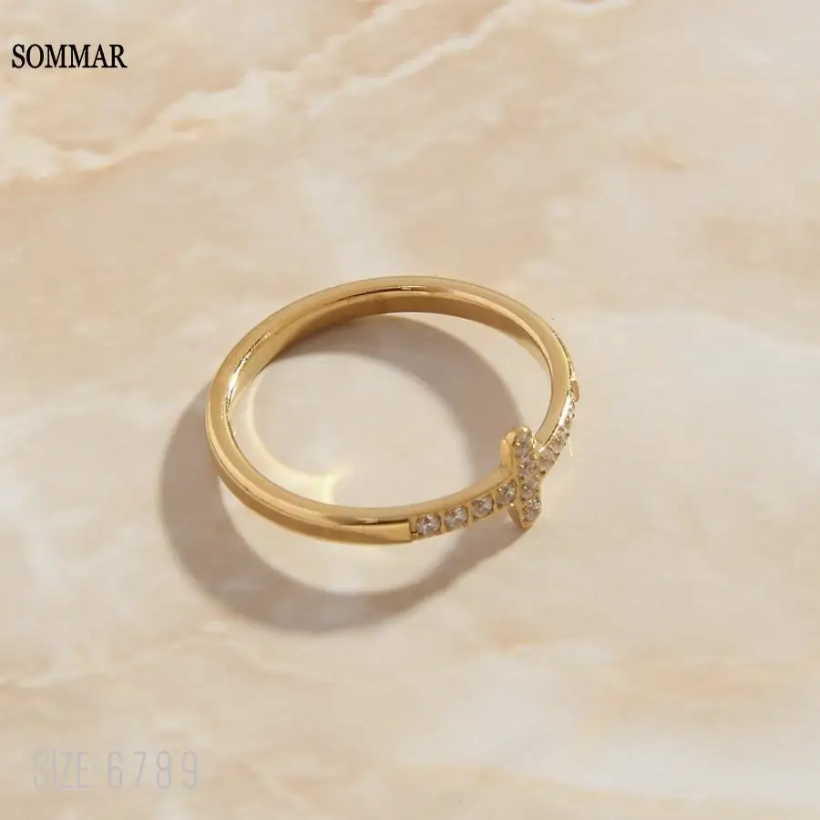 Sommar-anéis de noivado banhados a ouro, feminino, pequeno, opala, original, tamanho 6, 7 e 8, venda especial