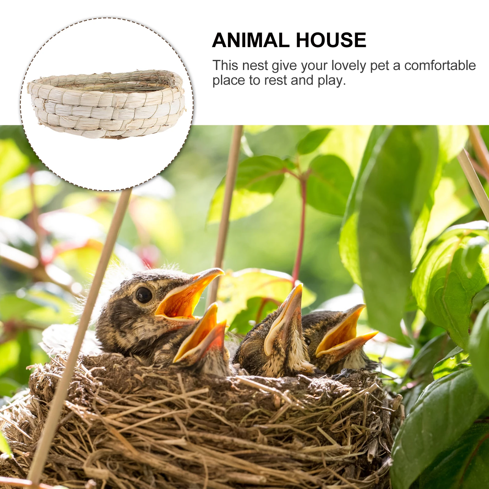 

2pcs Bird Nests Hand Woven Corn Straw Hammock Coconut Cage Pet Egg Breeding Nests Pigeon Shelter Warm Durable Nesting