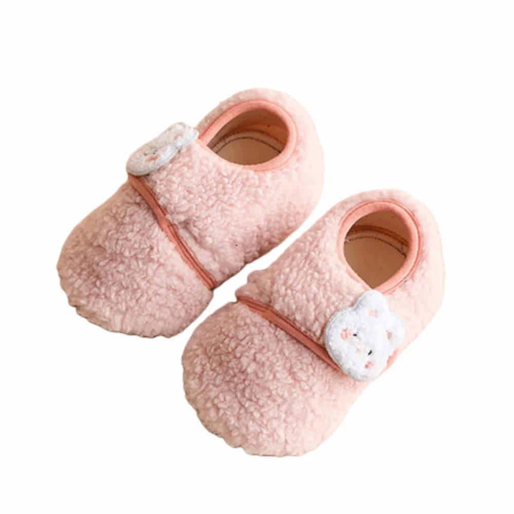 

New Cartoon Baby Floor Socks Adjustable Buckle Soft Sole Toddler Prewalkers Anti Skid Rabbit Cat Bear Kids Slippers Home Wear
