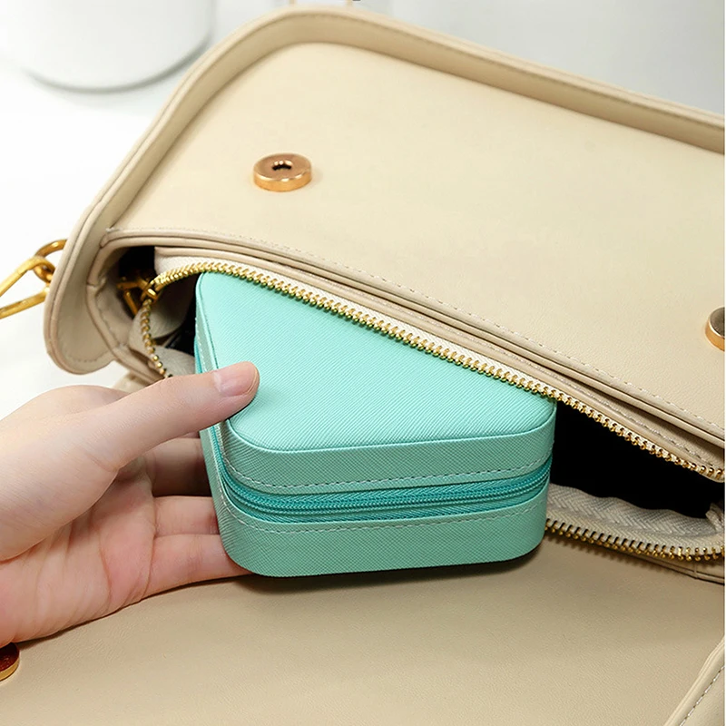 Mini Portable Small Jewelry Box Simple Ins Style Travel PU Organizer for Necklaces Earrings And Accessories