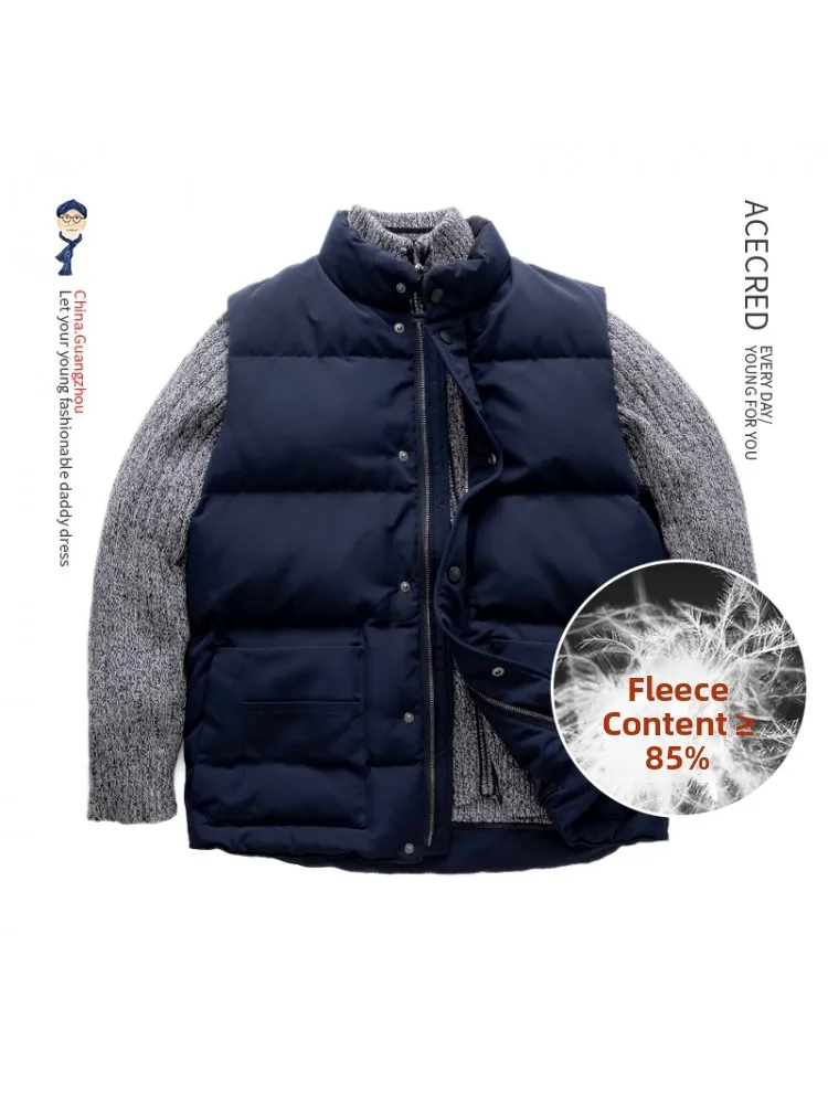 

Thiened down Jaet Vest for Dad Winter Faion Urban Sle andpa Middle-Aged Men's Outerwear Polyester Fiber Du down