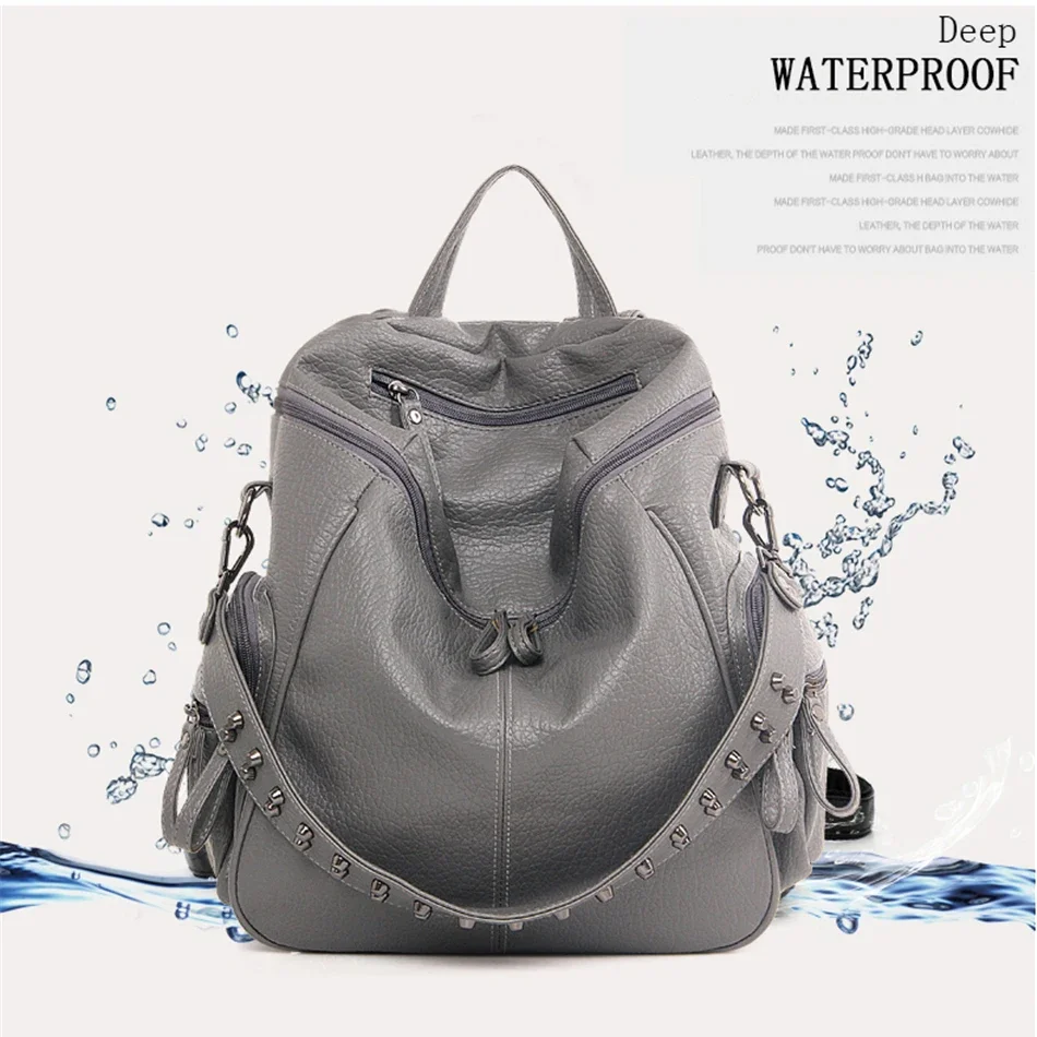 3-in-1 Designe Backpack Shoulder Bag Women Preppy Bookbag Mochilas Rivet Backpack Large Capacity School Bags For Teenage Girls