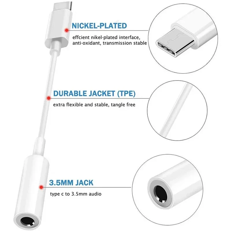 USB C محول نوع C إلى 3.5 مللي متر Aux الصوت مهايئ الرافعة مكالمة صوتية سلك التحكم سماعة سماعة كابل 3.5 مللي متر محول صوت