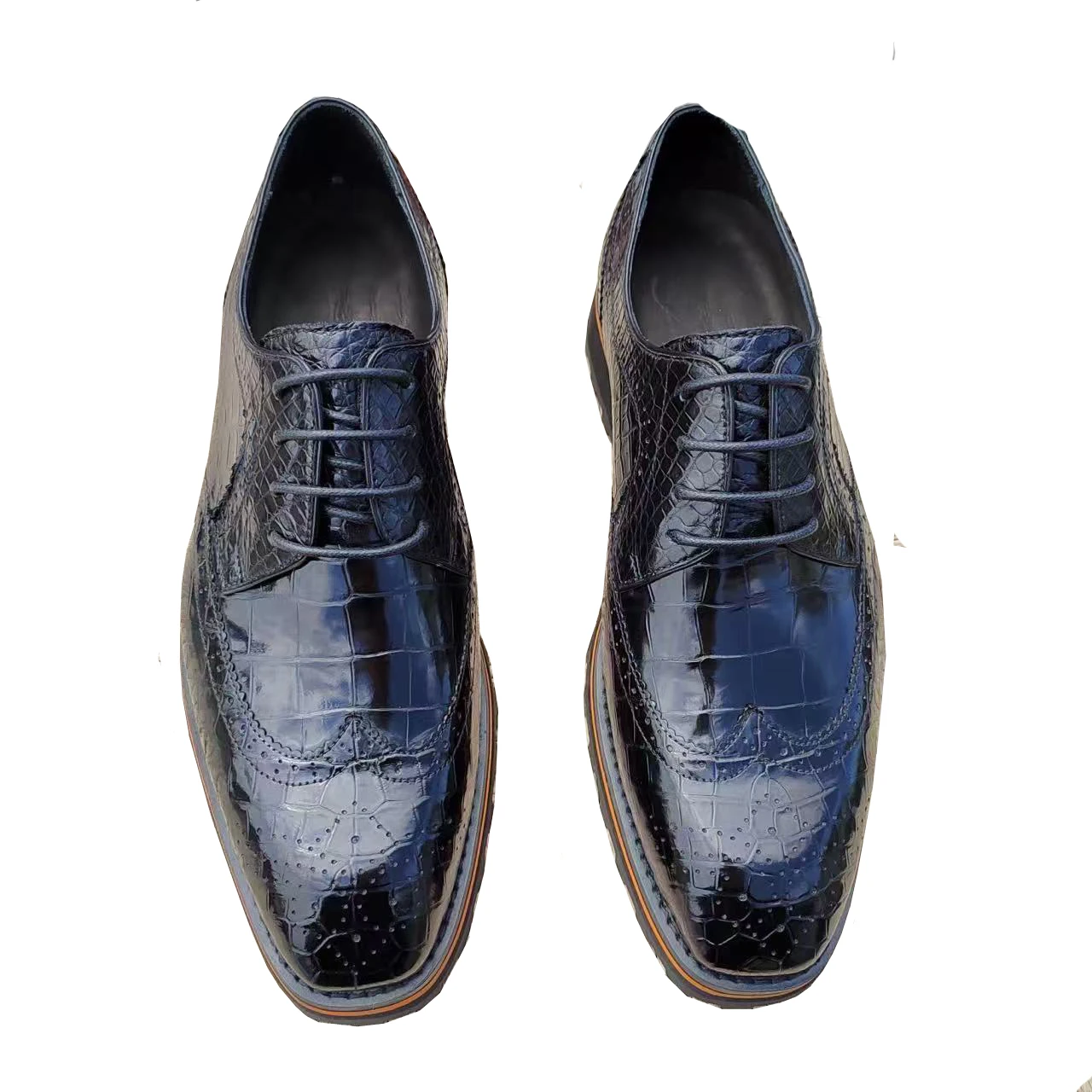 

Новые мужские туфли Yinshang из кожи крокодила, офисные, деловые, на шнуровке.