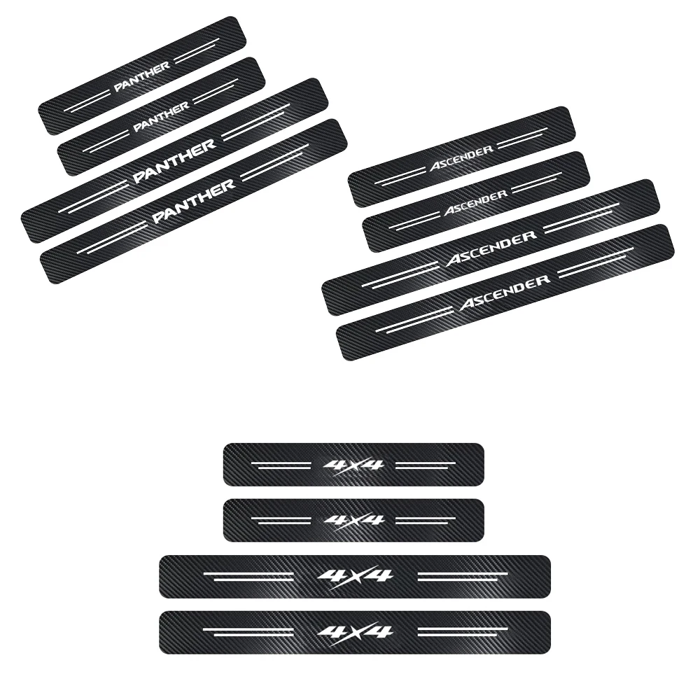 4pcs Carbon Fiber Car Door Sill Sticker For Isuzu DMAX PANTHER ASCENDER MUX AMIGO AXIOM 4X4 Auto Accessories