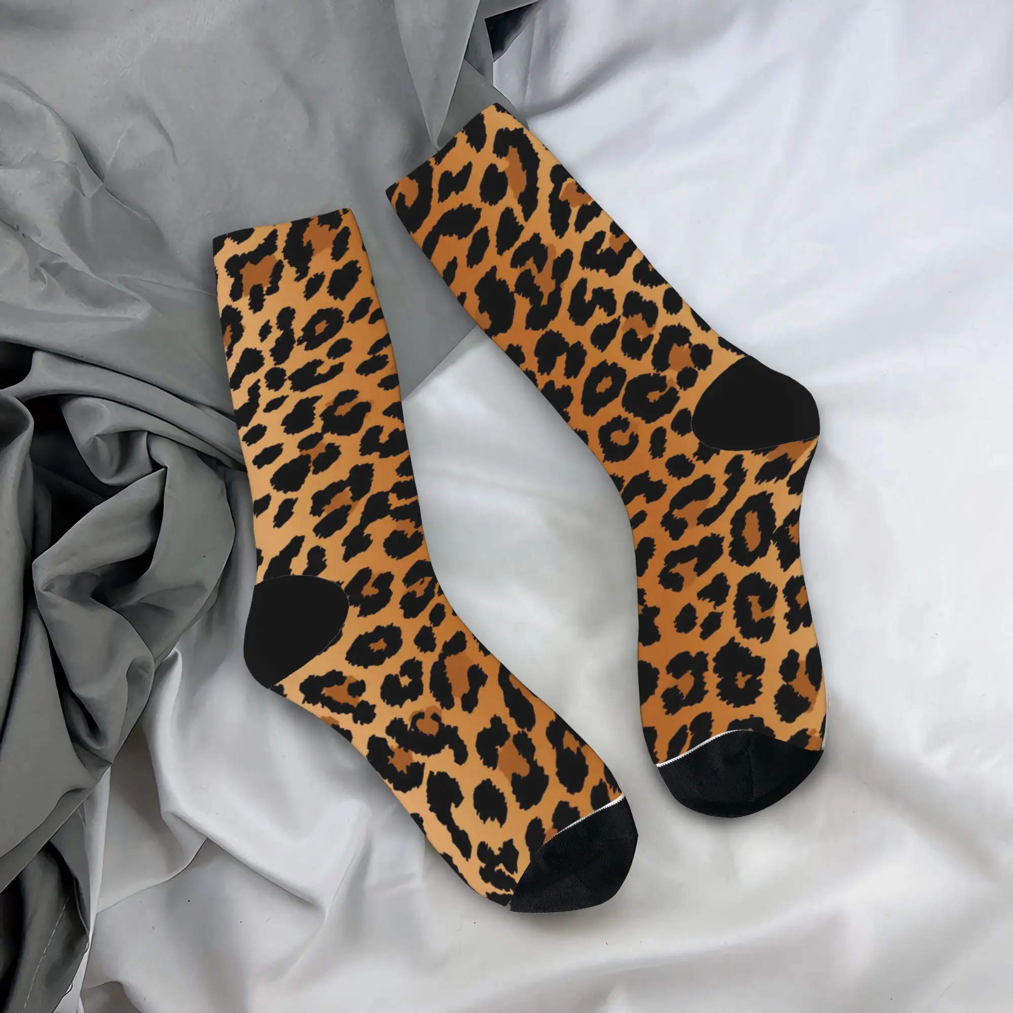 

Black And Yellow Leopard Stockings Kawaii Socks Men Comfortable Socks Winter Climbing Pattern Anti Sweat Socks Birthday Present