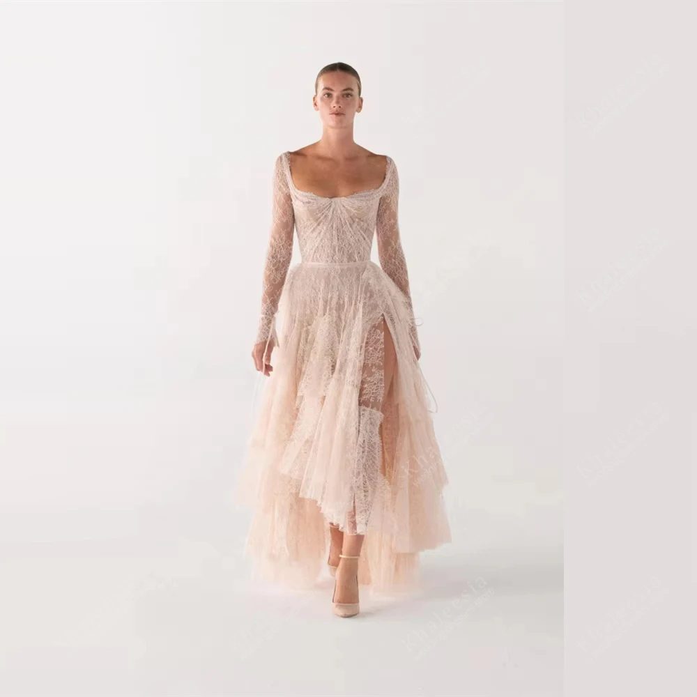Elegant Wedding Dresses Charming Bridal Gowns A Line Lace Tiered Robe Off The Shoulder Dress Pretty Vestidos De Novia Customized