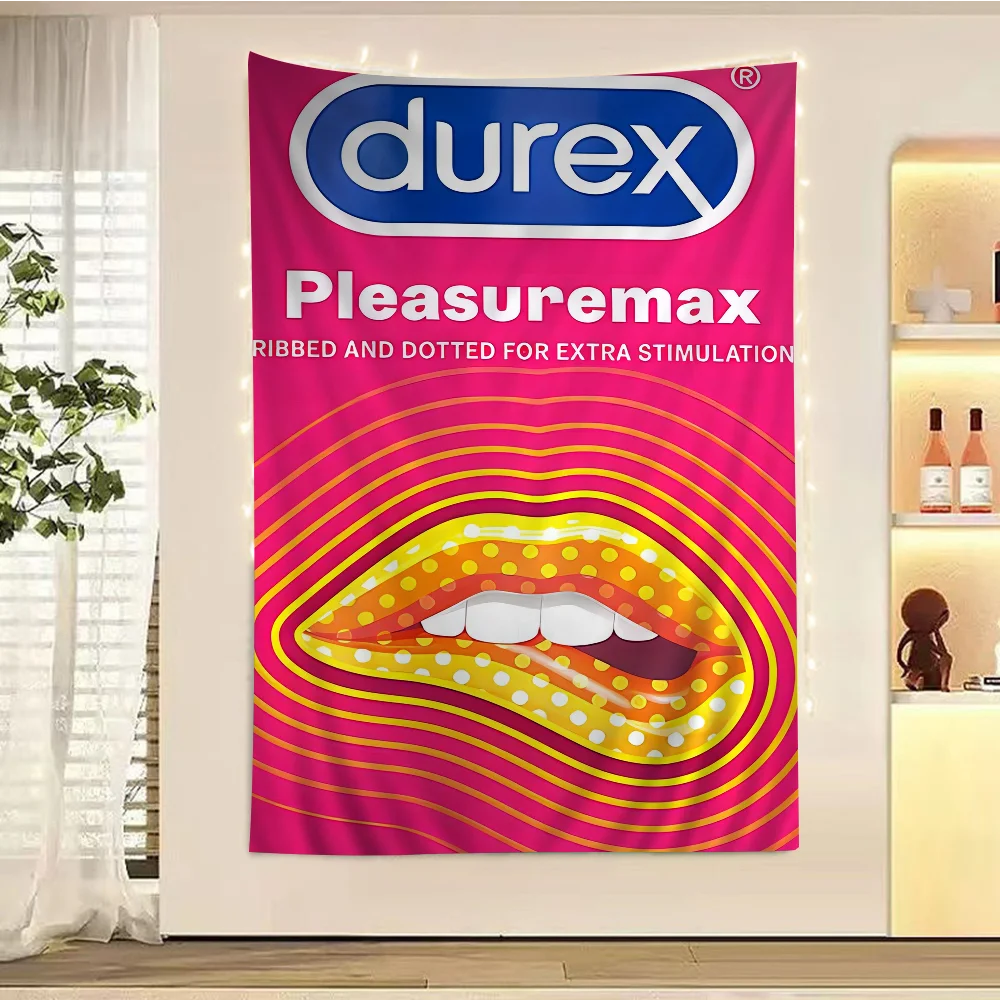 Sexy Condom Brand D-Durex Cartoon Tapestry Art Science Fiction Room Home Decor Wall Hanging Home Decor