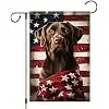 Patriotic Chocolate Lab Garden Flag 12x18 Inch Double Sided American Flag Dog Yard Flag for 4th of July Memorial Day Veteran jjp