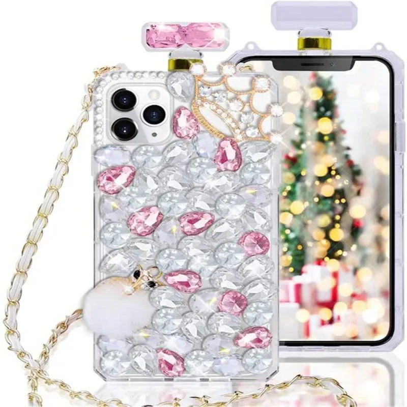 ラインストーンの香水瓶のケース,iPhone用の豪華なクリスタルケース,14